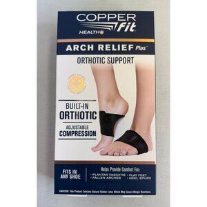 Copper Fit Health Unisex Arch Relief Plus with Built-In Orthotic Support - Black